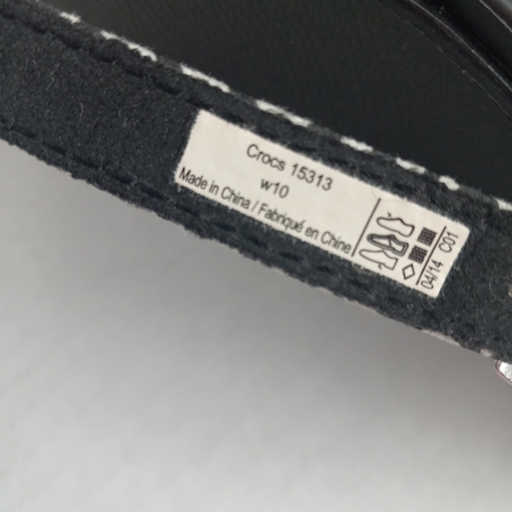 Crocs Black and White Patterned Wedge Platform Sandals Anckle Strap Sz 10w - Picture 6 of 12